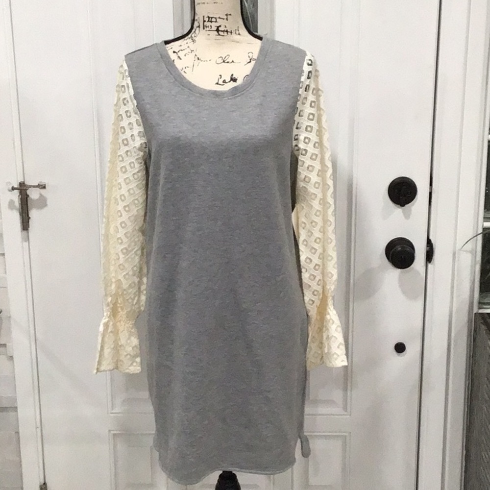 🆕 KENZIE Sweatshirt Laced Sleeves Pullover Mini Dress Long Sleeves